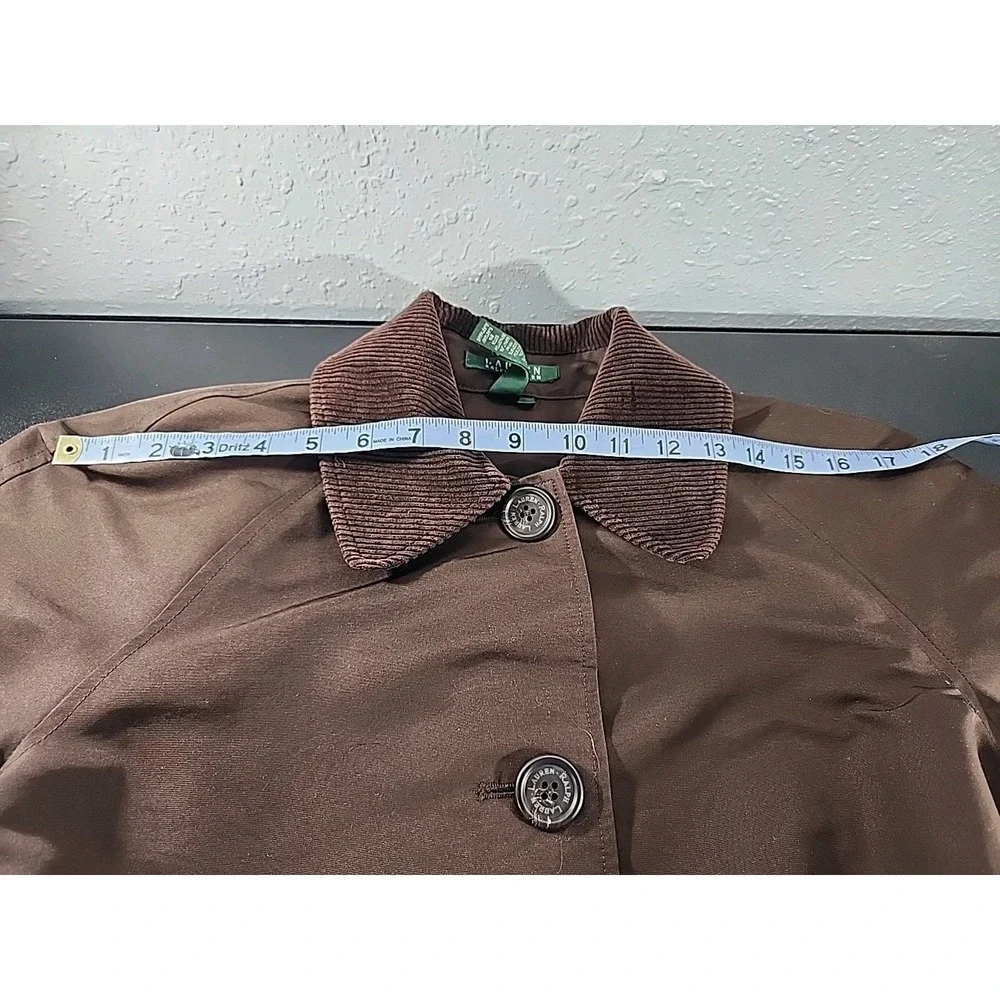 Lauren Ralph Lauren LRL Utility Jacket Coat M Full Button Corduroy Belted Lined - Picture 5 of 8